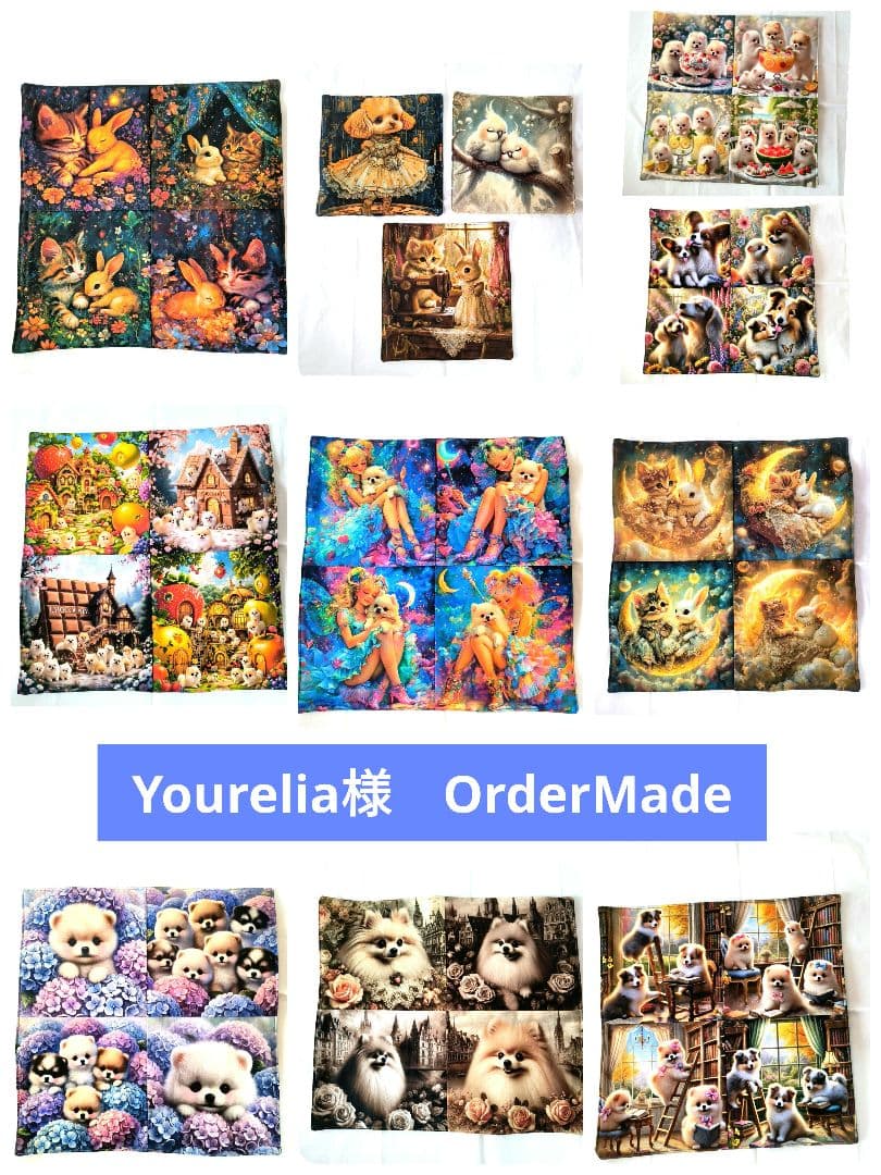 Yourelia様】ハンドメイドオーダー★犬猫★ガーゼハンカチ　12点