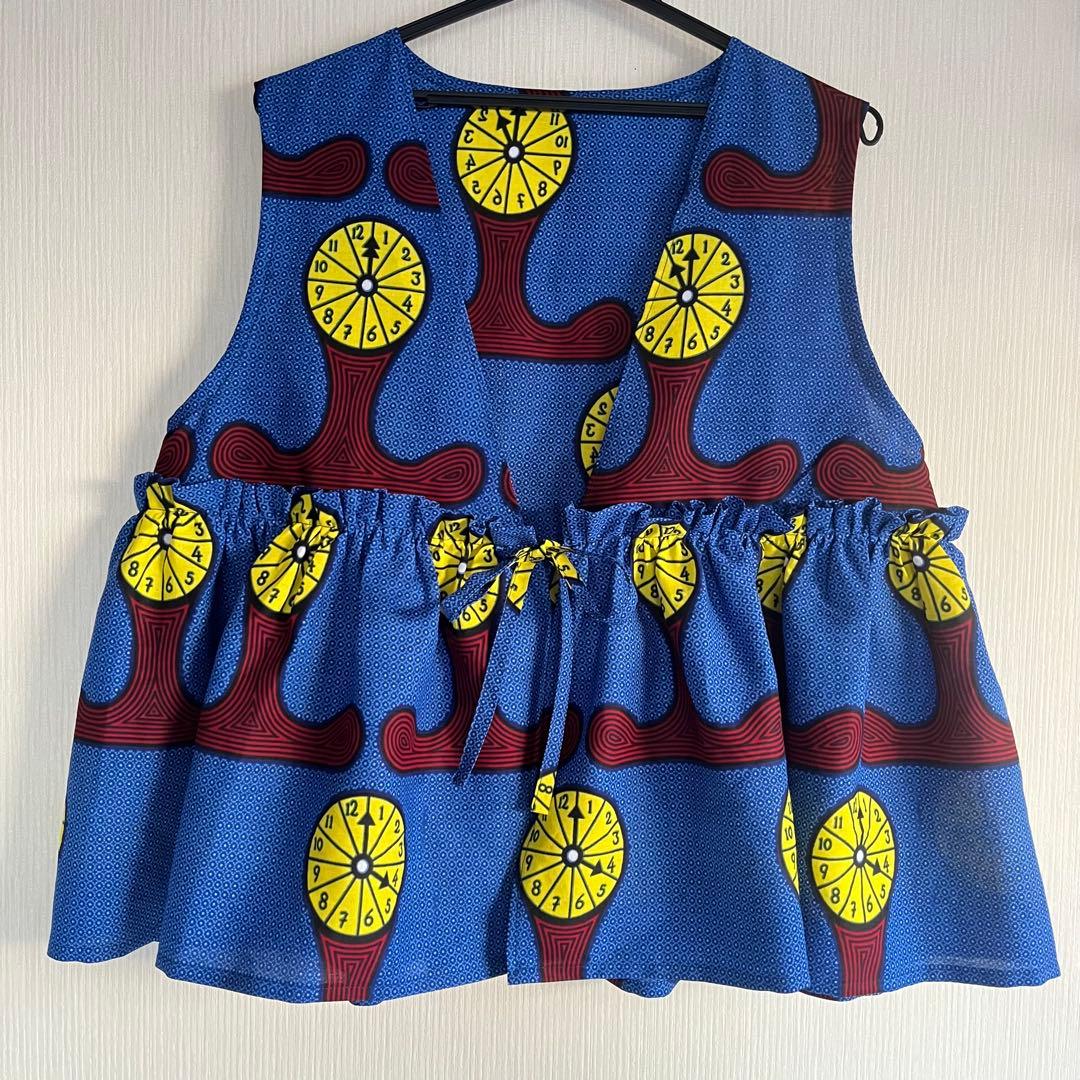 【専用品】アフリカ布　アフリカンプリント　サロペット　テーパードパンツ　ベスト