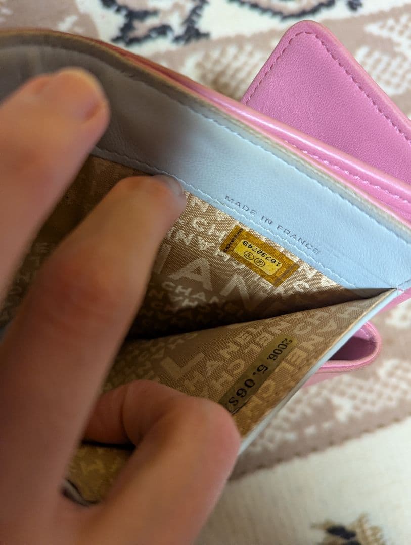 シャネル CHANEL 二つ折り 財布 アイコンライン ピンク シルバー