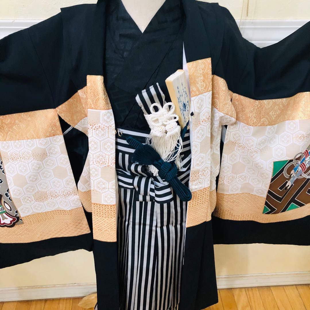 七五三 五歳‼️キッズモデル撮影一回美品‼️黒地に兜金彩金箔煌びやか❤️完全フルセット