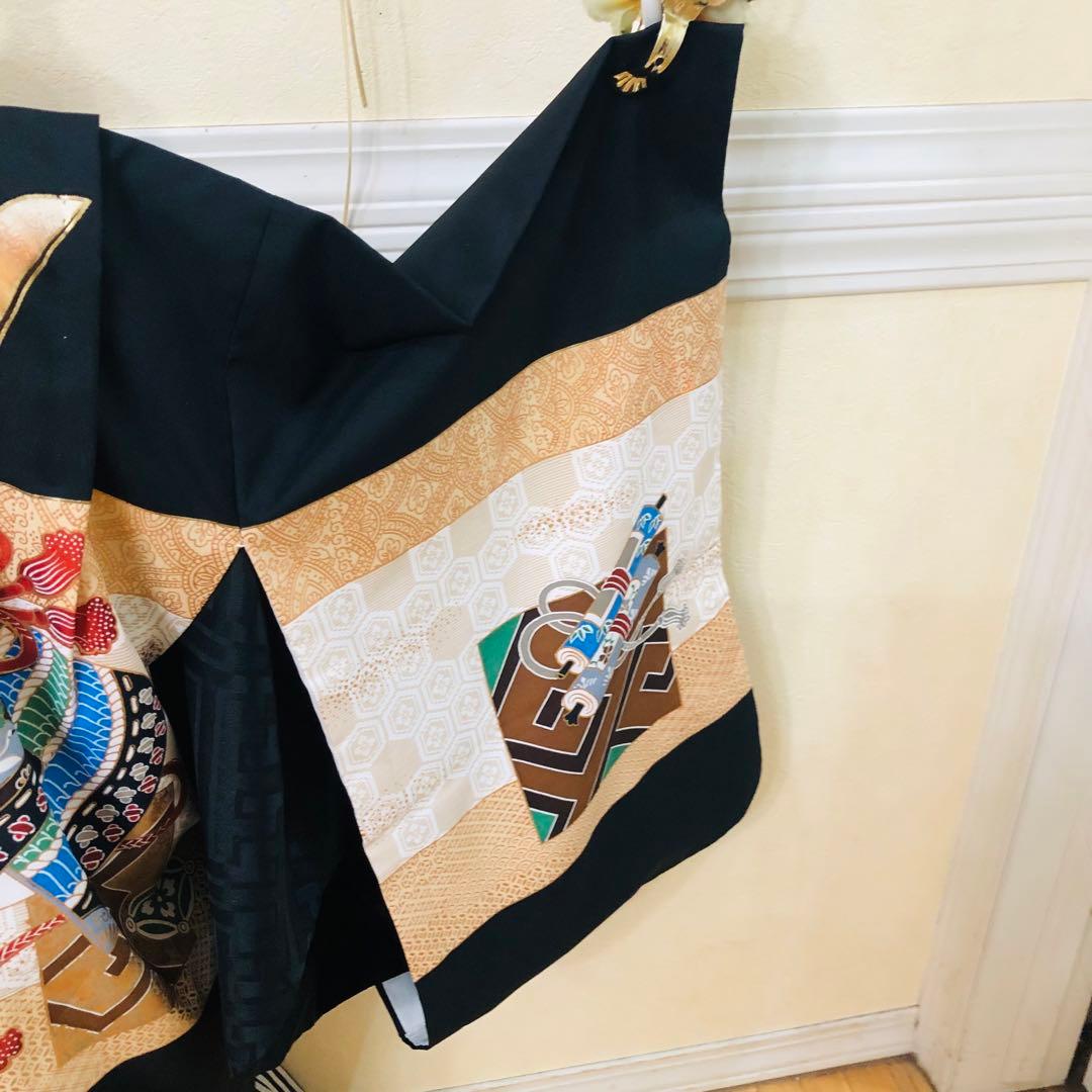 七五三 五歳‼️キッズモデル撮影一回美品‼️黒地に兜金彩金箔煌びやか❤️完全フルセット