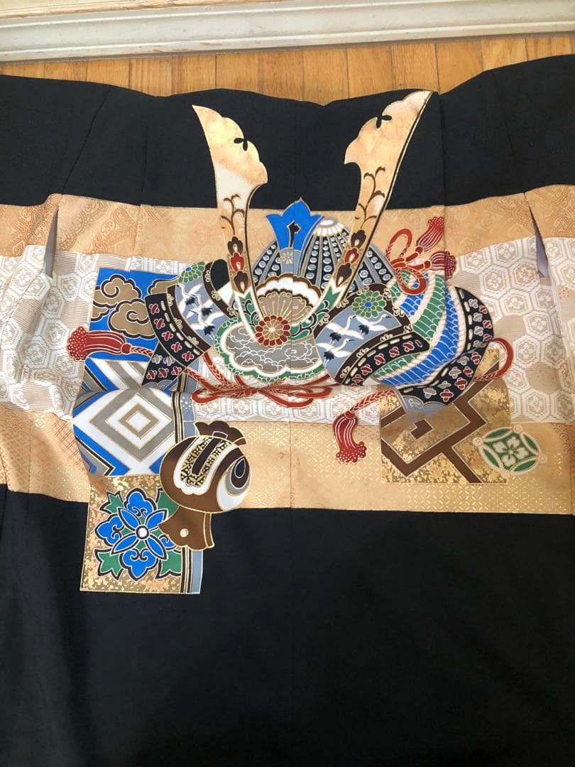 七五三 五歳‼️キッズモデル撮影一回美品‼️黒地に兜金彩金箔煌びやか❤️完全フルセット