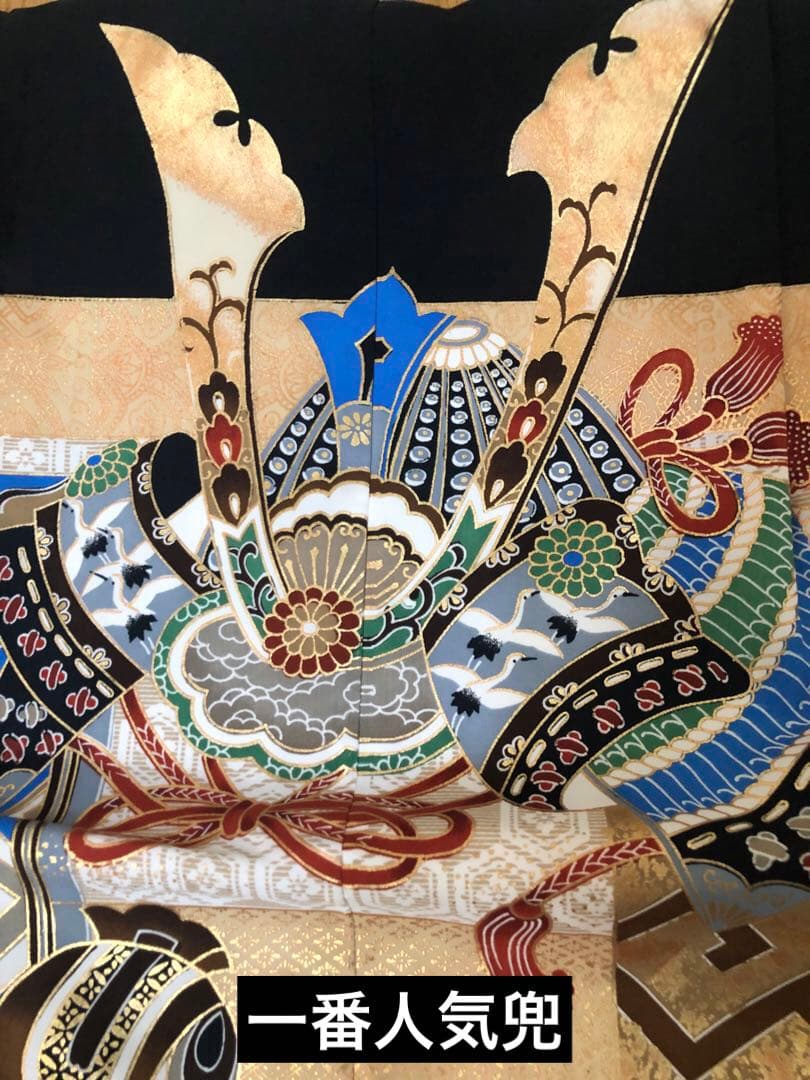 七五三 五歳‼️キッズモデル撮影一回美品‼️黒地に兜金彩金箔煌びやか❤️完全フルセット