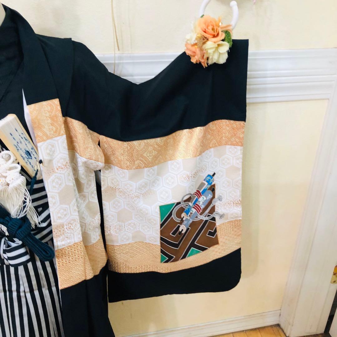 七五三 五歳‼️キッズモデル撮影一回美品‼️黒地に兜金彩金箔煌びやか❤️完全フルセット