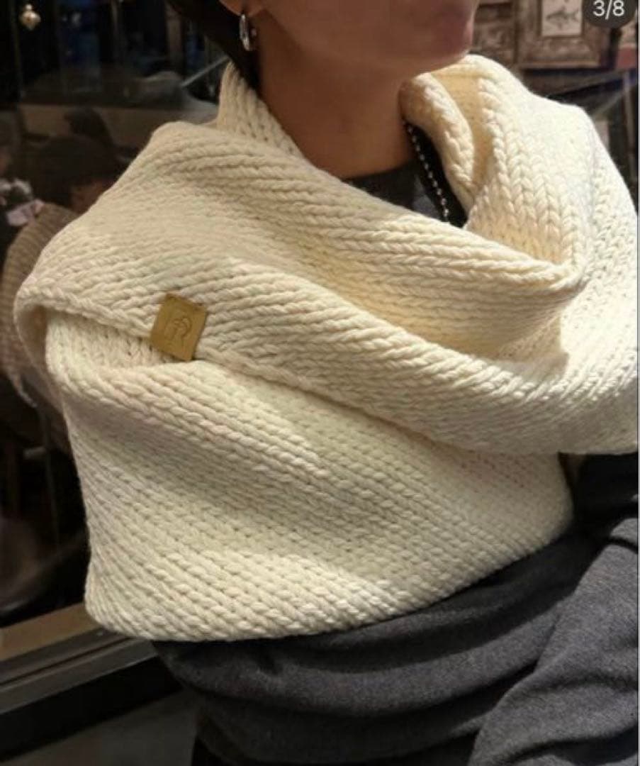 ETRETOKYO バルキーヤーンバンドニットストール ホワイト