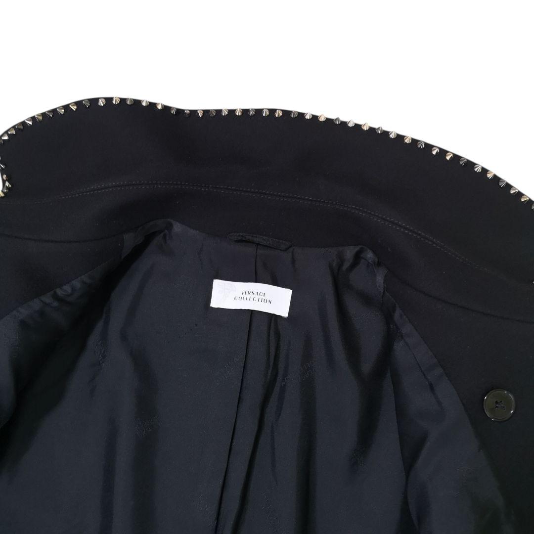 希少 VERSACE スタッズデザイン カシミヤ混 ウールコート 175/88A