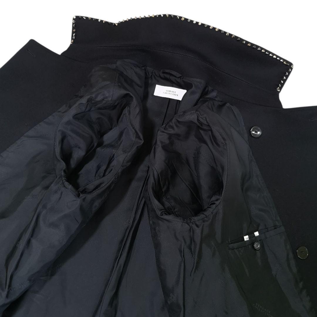 希少 VERSACE スタッズデザイン カシミヤ混 ウールコート 175/88A
