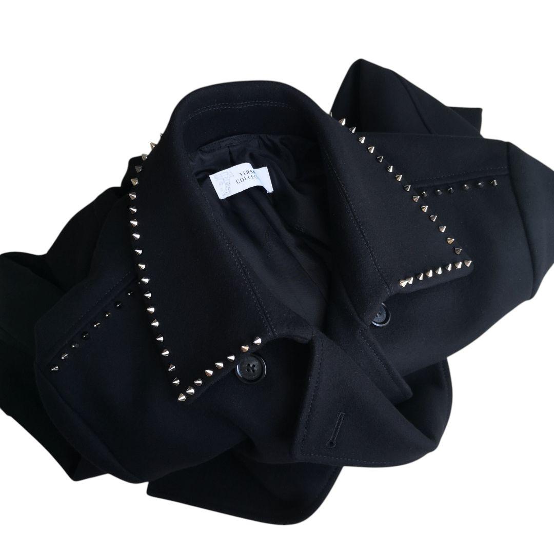 希少 VERSACE スタッズデザイン カシミヤ混 ウールコート 175/88A