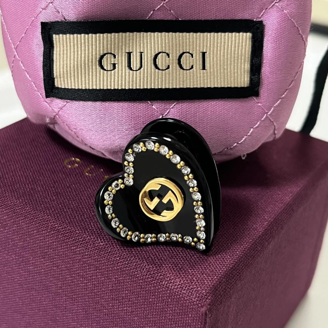 GUCCI グッチ インターロッキングG ハート ヘアクリップ ヘアピン