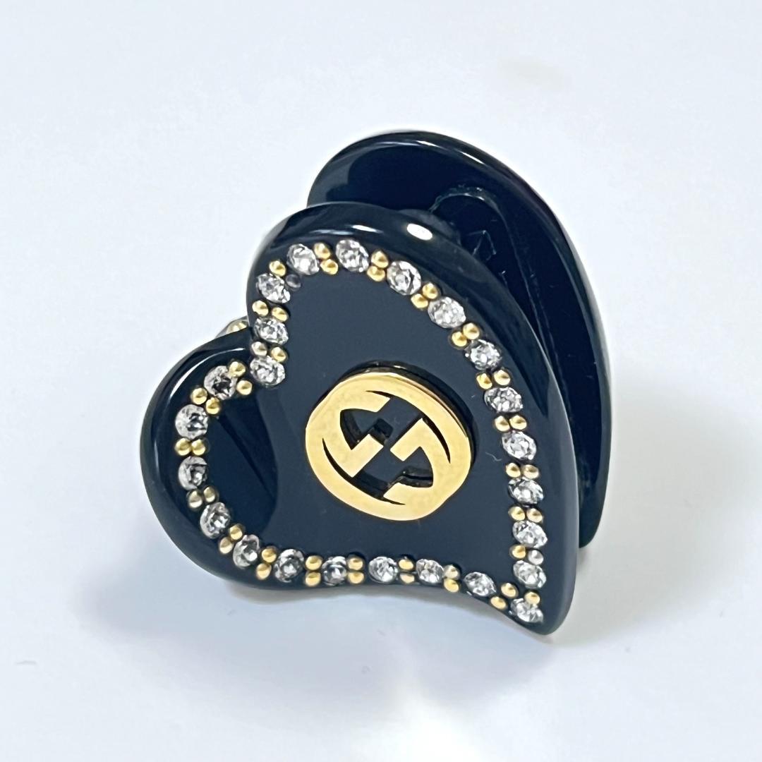 GUCCI グッチ インターロッキングG ハート ヘアクリップ ヘアピン