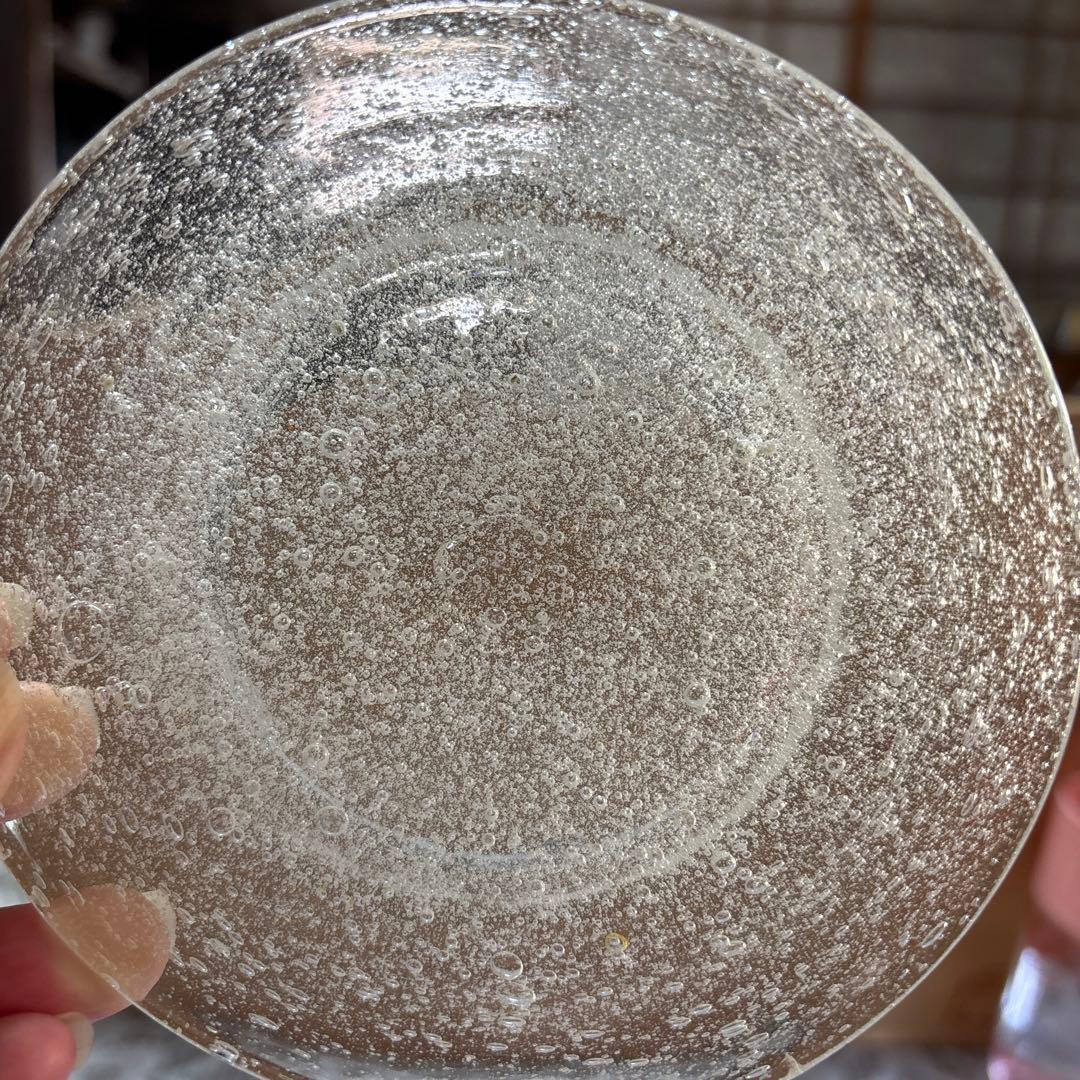 倉敷ガラス製気泡模様皿5枚セット