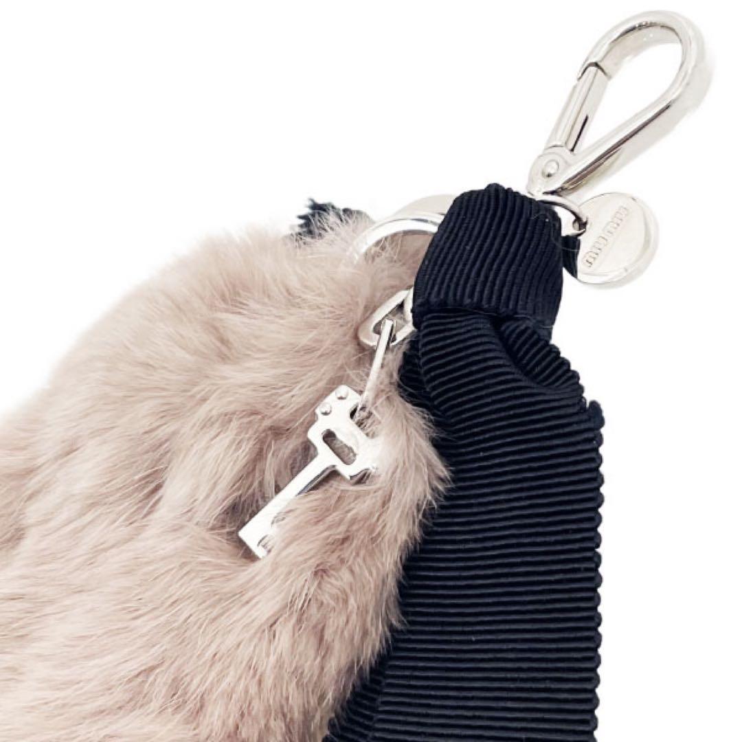 正規品 美品 ミュウミュウ ファー チャーム バッグ ラビット 【N14544】