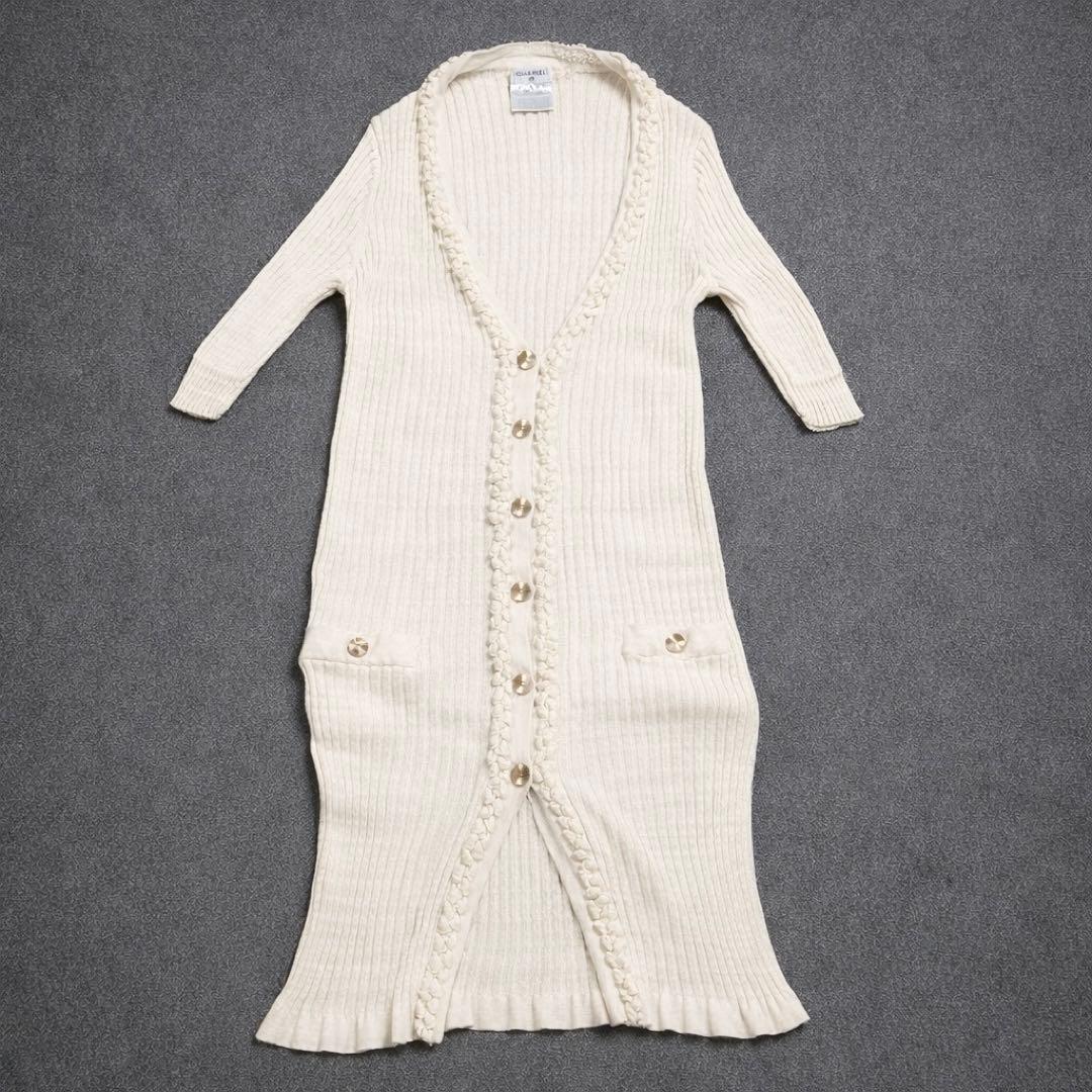 CHANEL シャネル ロングカーディガン アイボリー 40 ココボタン