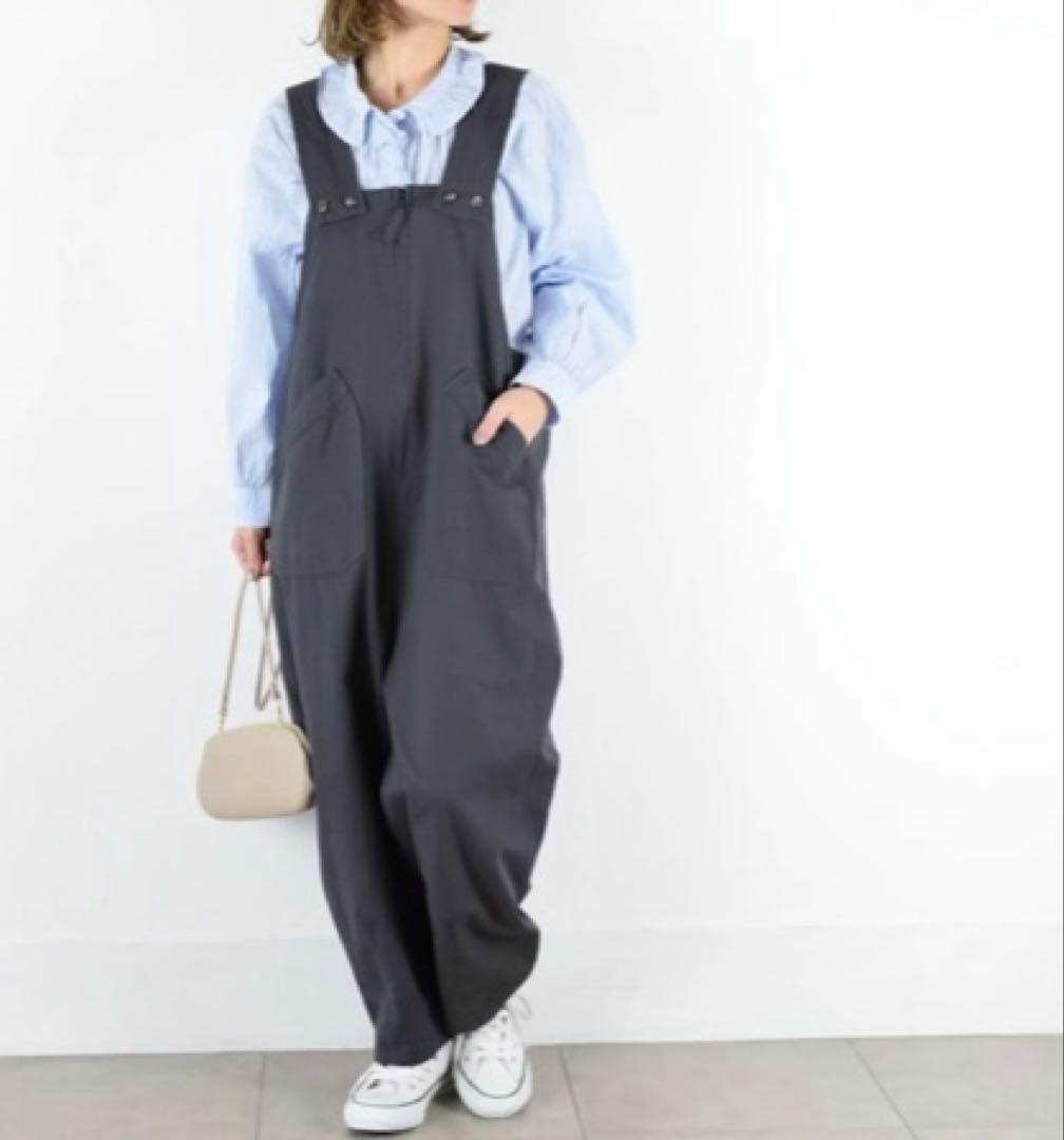 今季tumugu(ツムグ)コットンリネンツイル サロペット