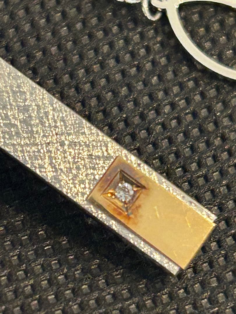 シルバー900 K18 ダイヤモンド付きカフリンクス