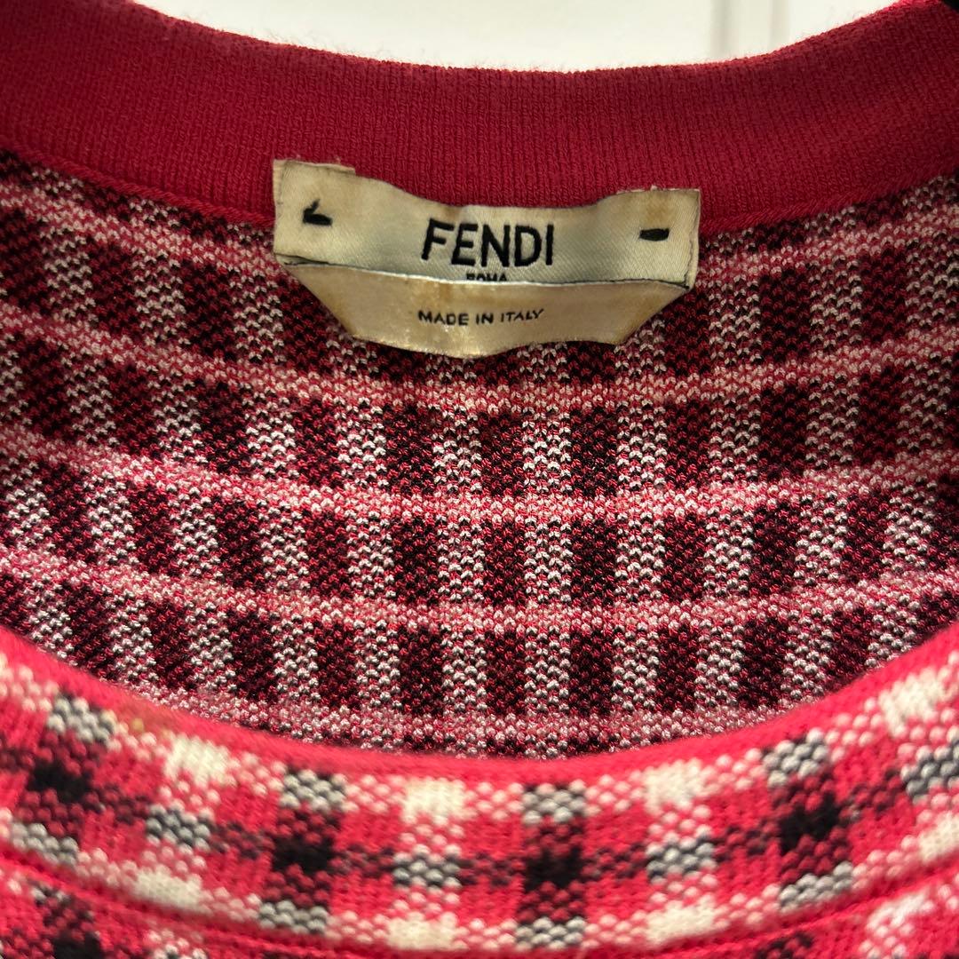 FENDI チェック柄 半袖ニットワンピース