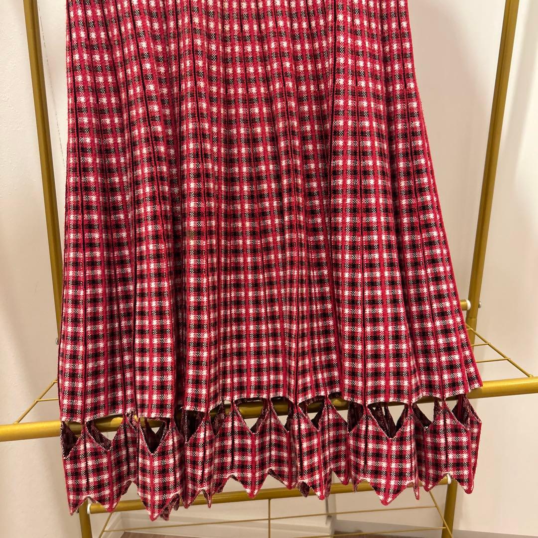 FENDI チェック柄 半袖ニットワンピース