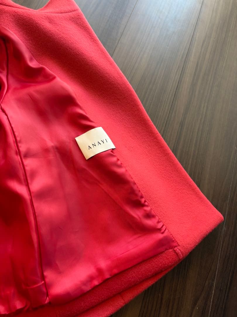 アナイ　ウールビーバーショートコート　赤