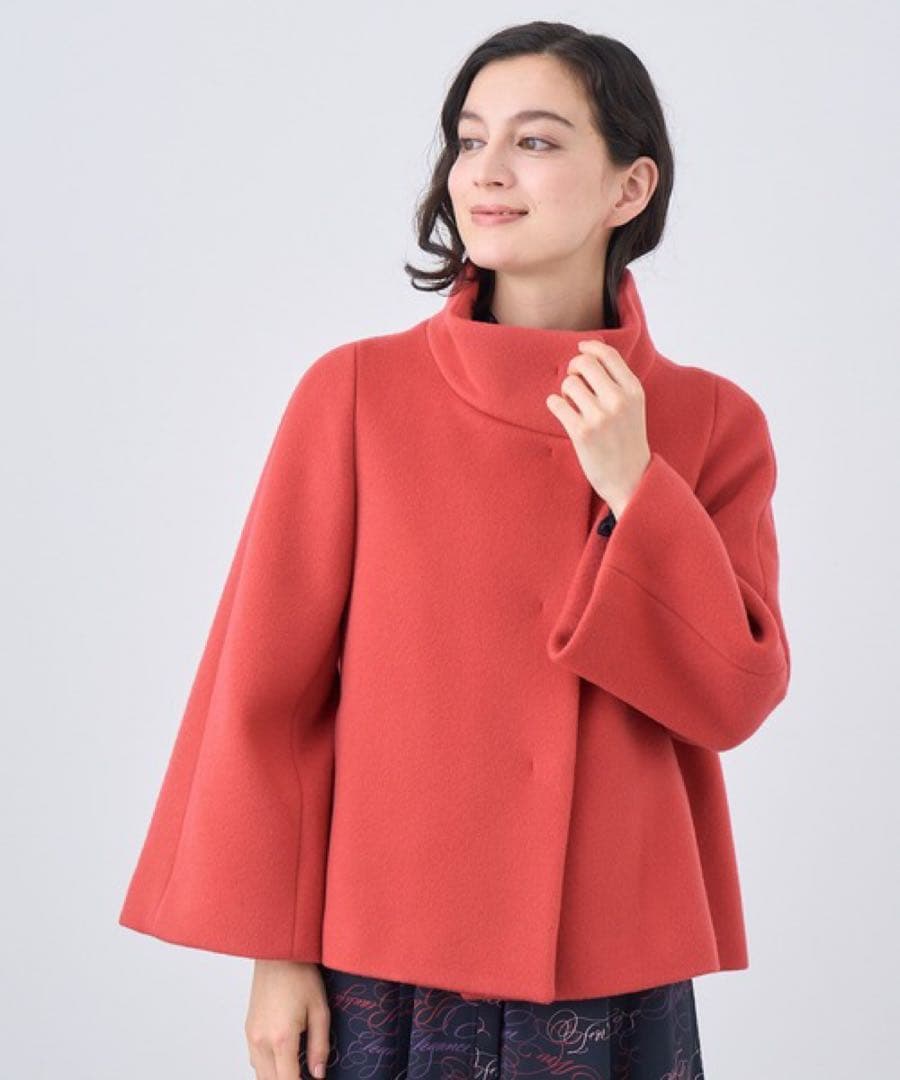 アナイ　ウールビーバーショートコート　赤