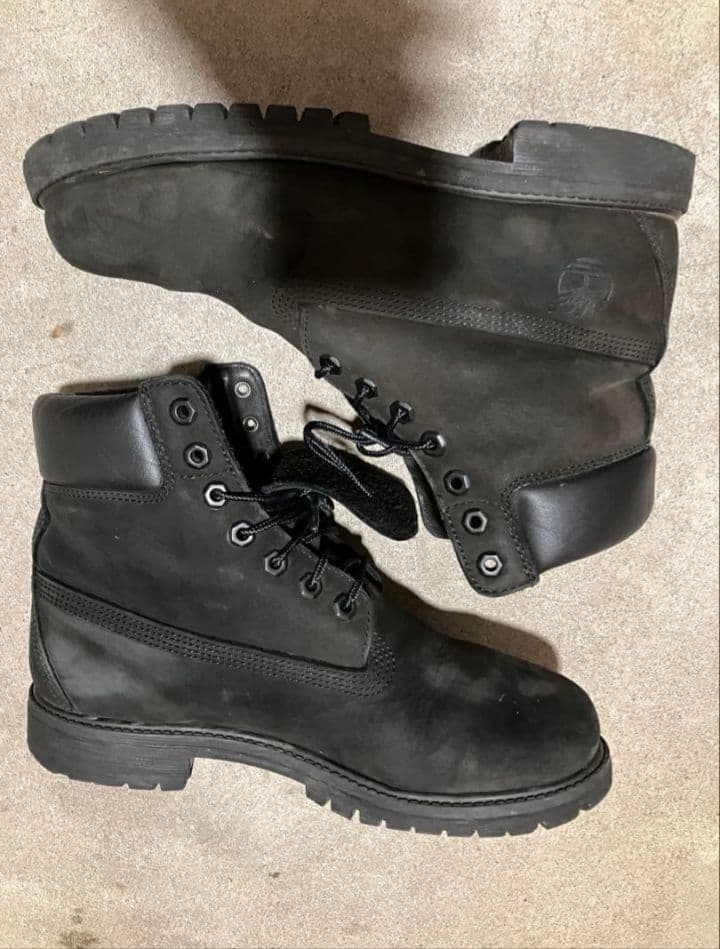 ブラックレザー ワークブーツ 8WTinder