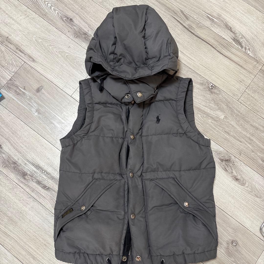 ポロラルフローレン❣️フード付きダウンベスト グレー　レディースＳ