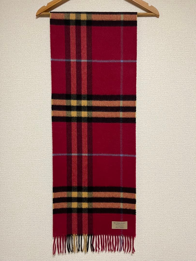 BURBERRY　バーバリー　マフラー　カシミア100％　ワインレッド系　美品