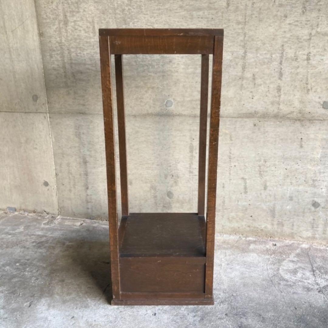 古い味のある飾り棚 置物台 電話台 花台 ラック シェルフ 棚 木製 レトロ