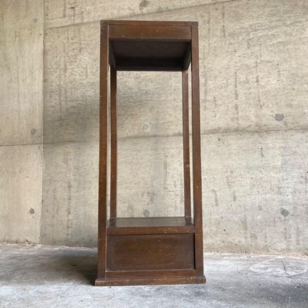 古い味のある飾り棚 置物台 電話台 花台 ラック シェルフ 棚 木製 レトロ