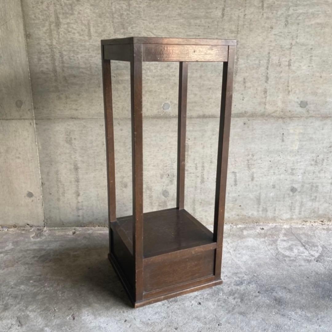 古い味のある飾り棚 置物台 電話台 花台 ラック シェルフ 棚 木製 レトロ