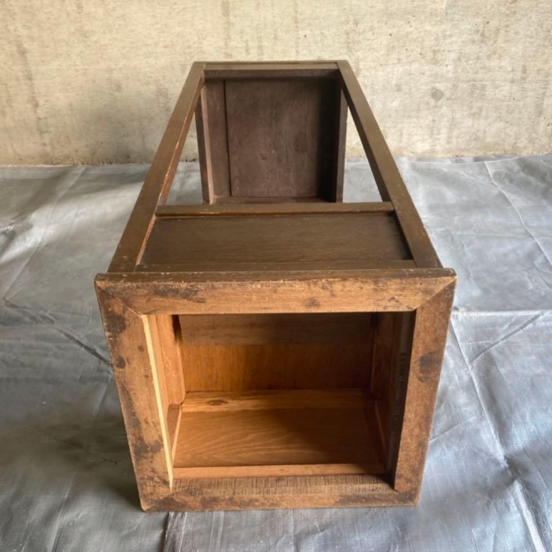 古い味のある飾り棚 置物台 電話台 花台 ラック シェルフ 棚 木製 レトロ