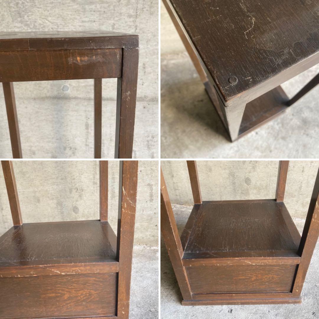 古い味のある飾り棚 置物台 電話台 花台 ラック シェルフ 棚 木製 レトロ