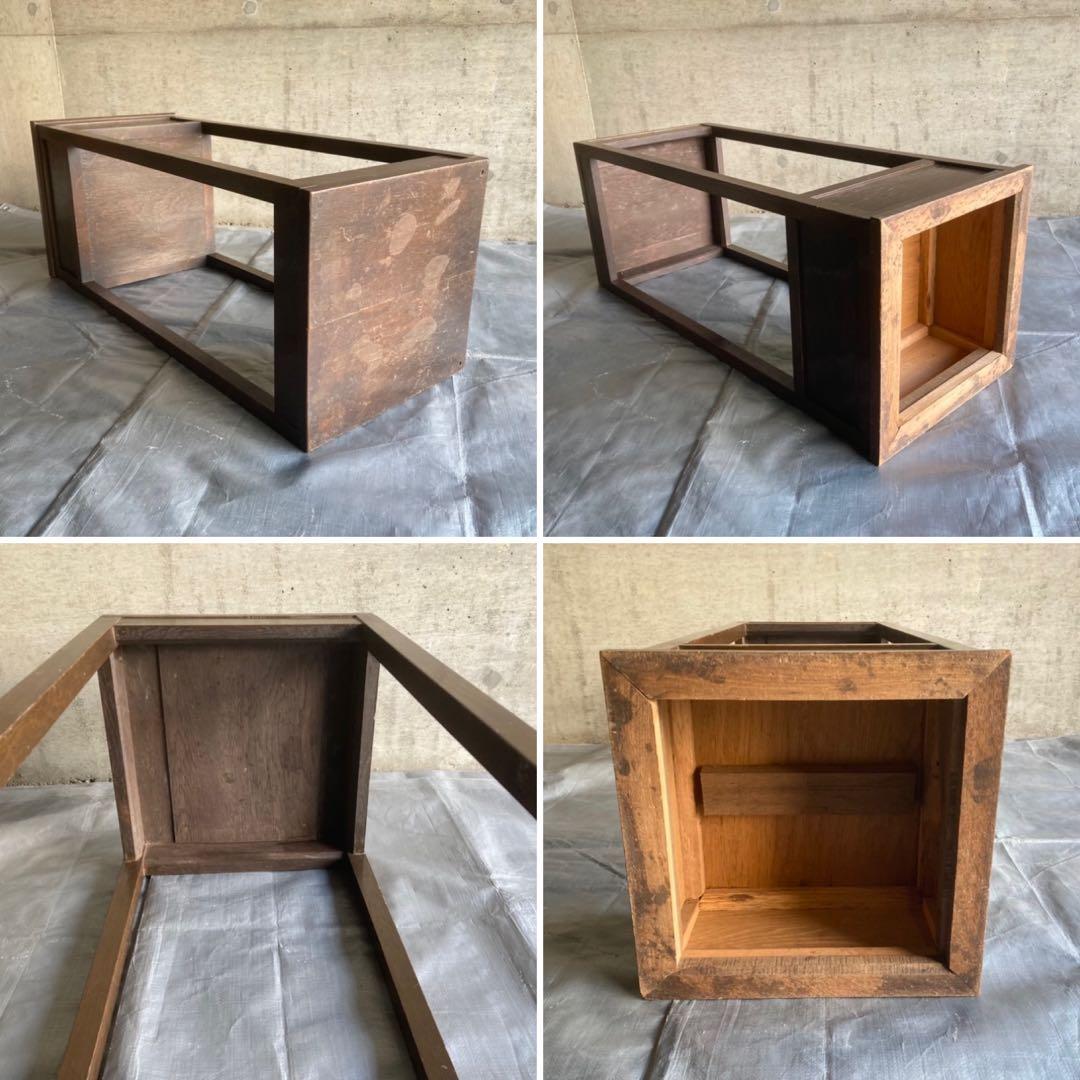 古い味のある飾り棚 置物台 電話台 花台 ラック シェルフ 棚 木製 レトロ