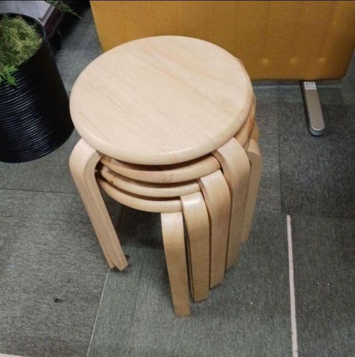 スツール 木製 1脚 天然木 丸椅子 シンプル スタッキング ４脚セット K ⑬