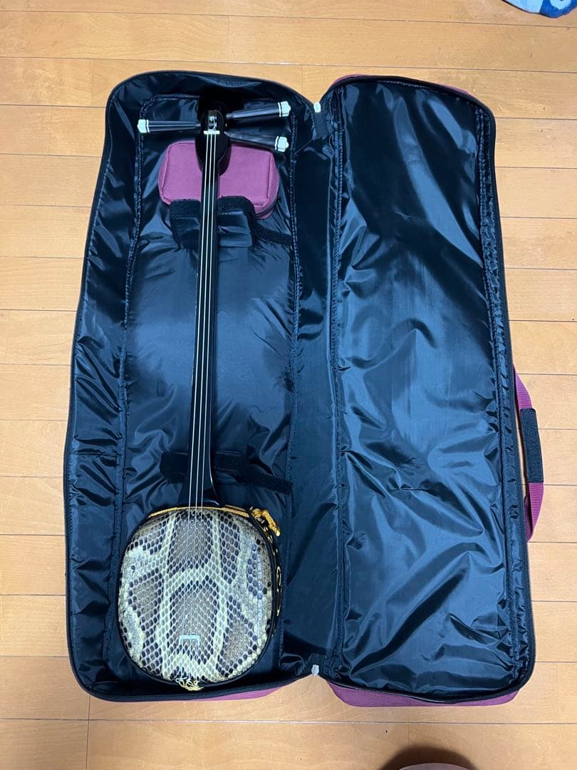 三線本体 蛇皮 金糸刺繍