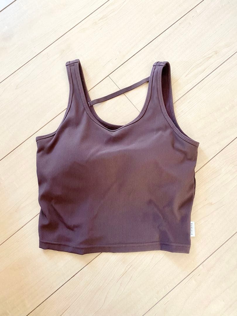新品未使用【SUKALA 】リブソリッドショートタンクトップ　Mサイズ　ブラウン