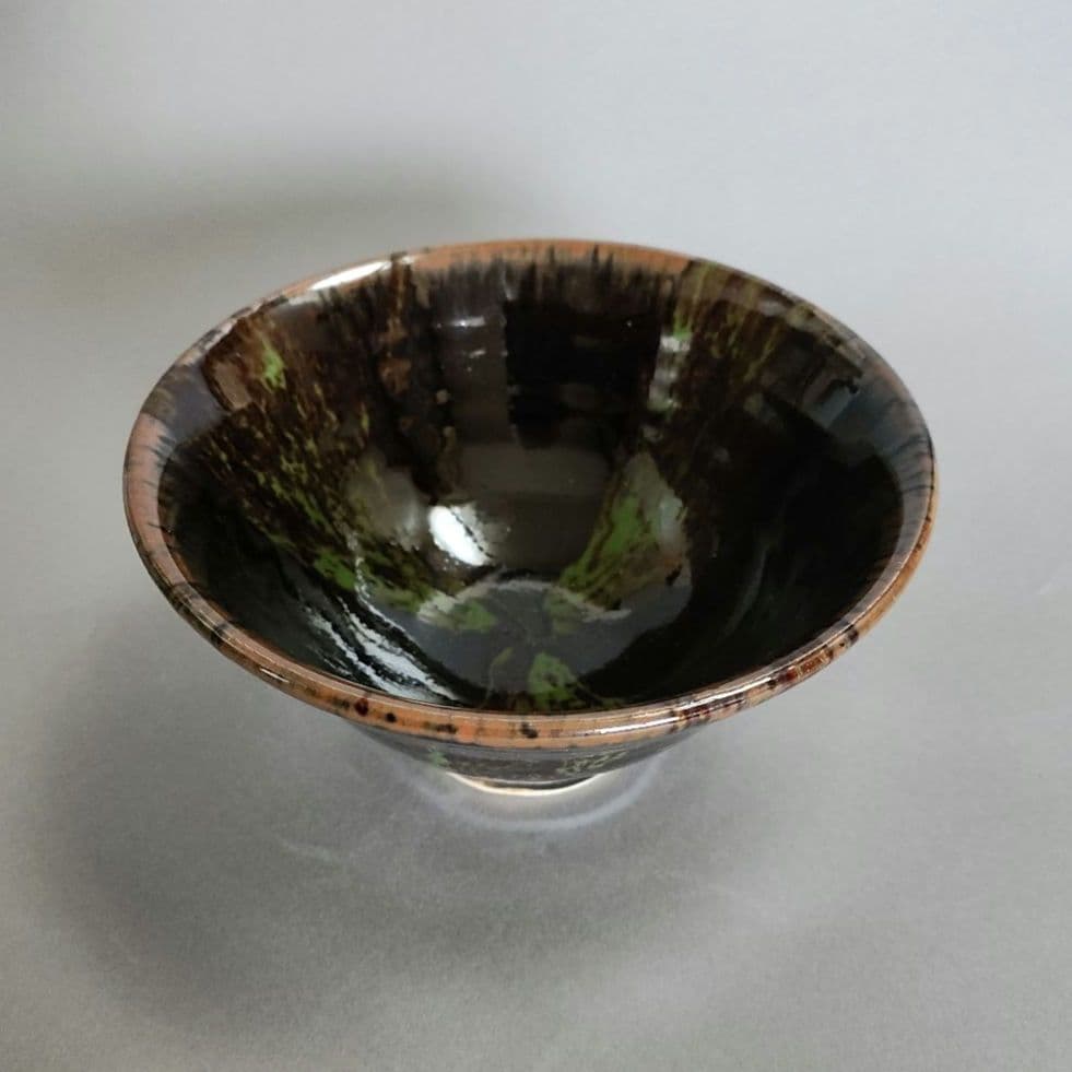 河井久　黒釉緑打掛茶碗　河井寛次郎　河井武一　民藝
