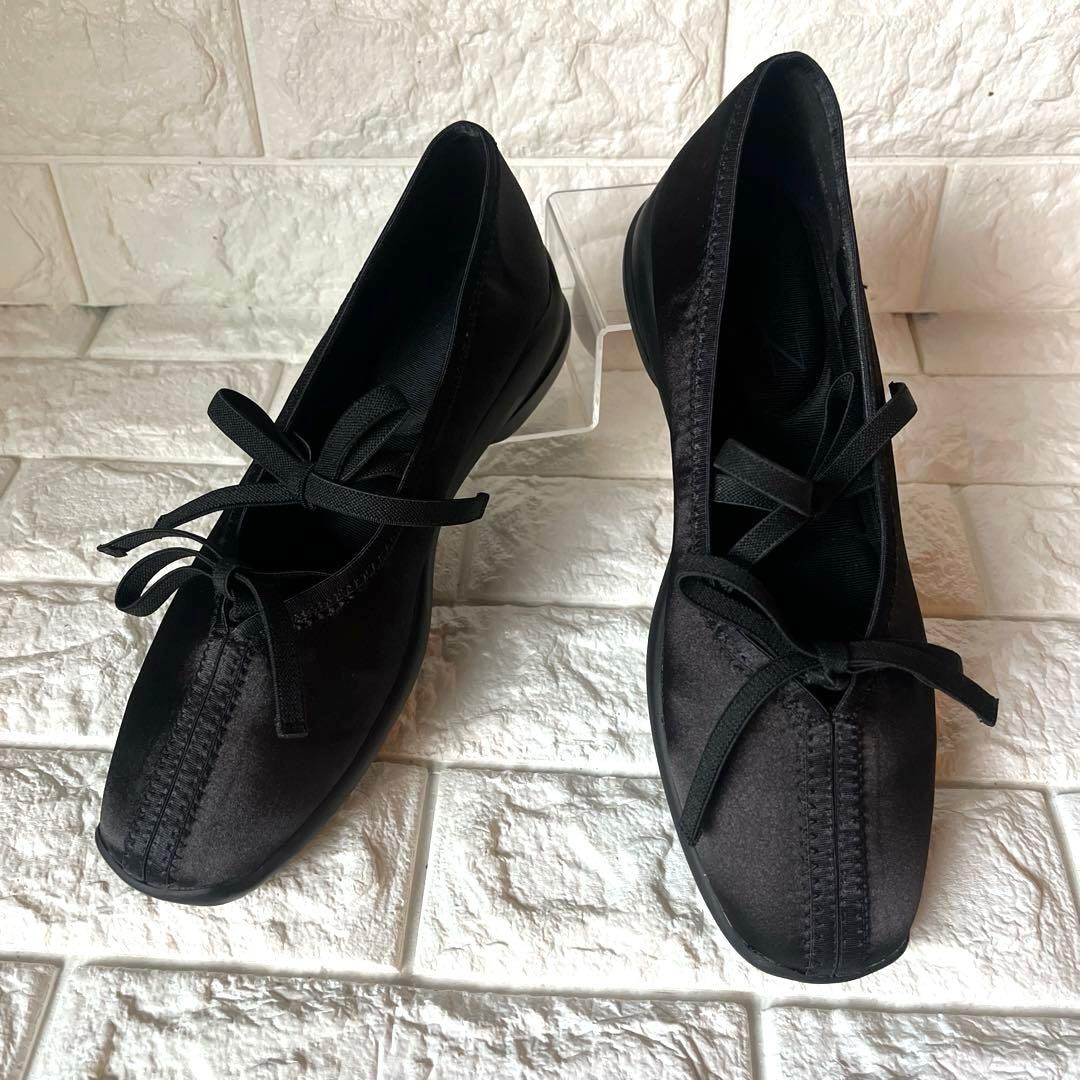 なほぼ新品 人気完売品 LE TALON Lダブルリボンバレリーナ23.5