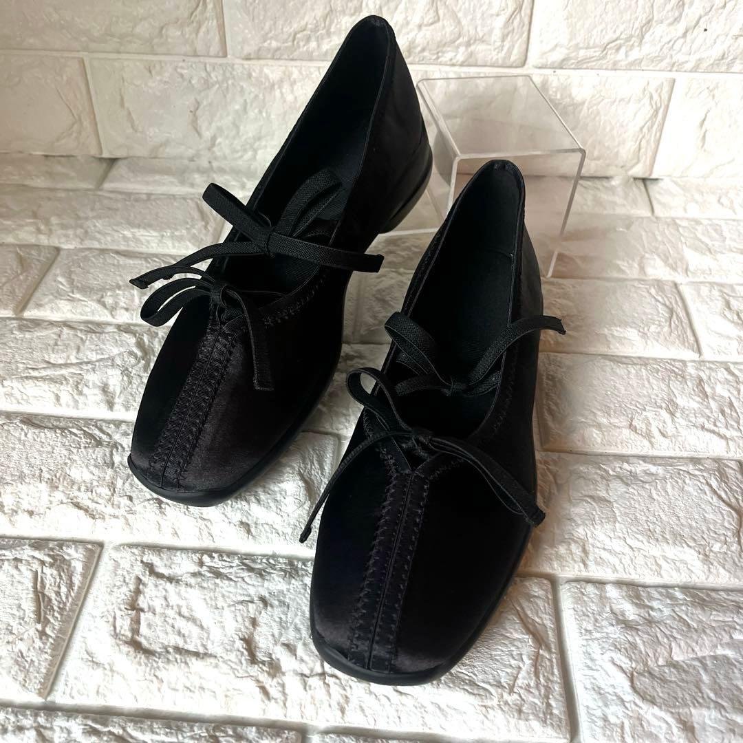 なほぼ新品 人気完売品 LE TALON Lダブルリボンバレリーナ23.5