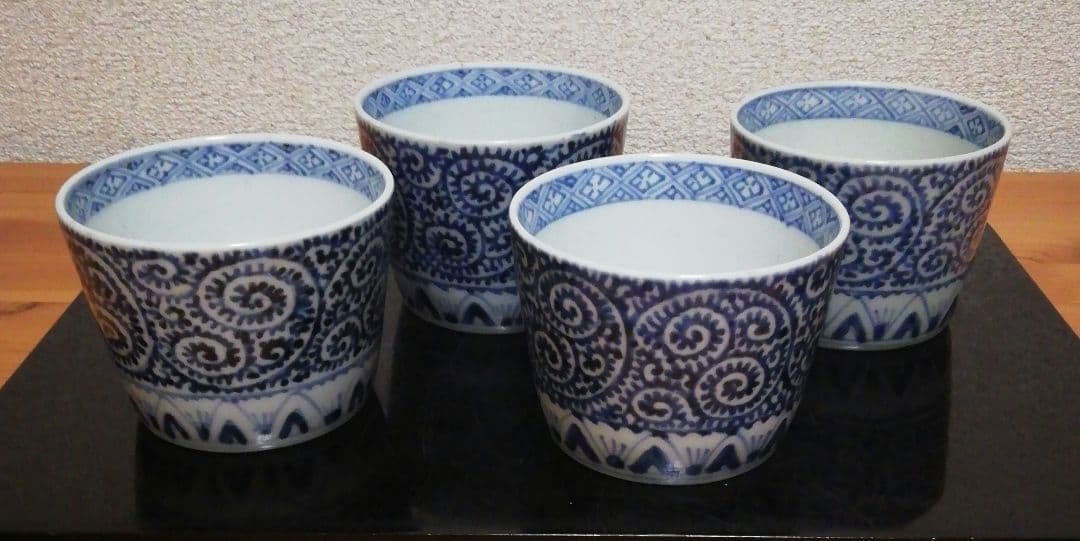 古伊万里　蛸唐草　染付　蕎麦猪口　四客　食器