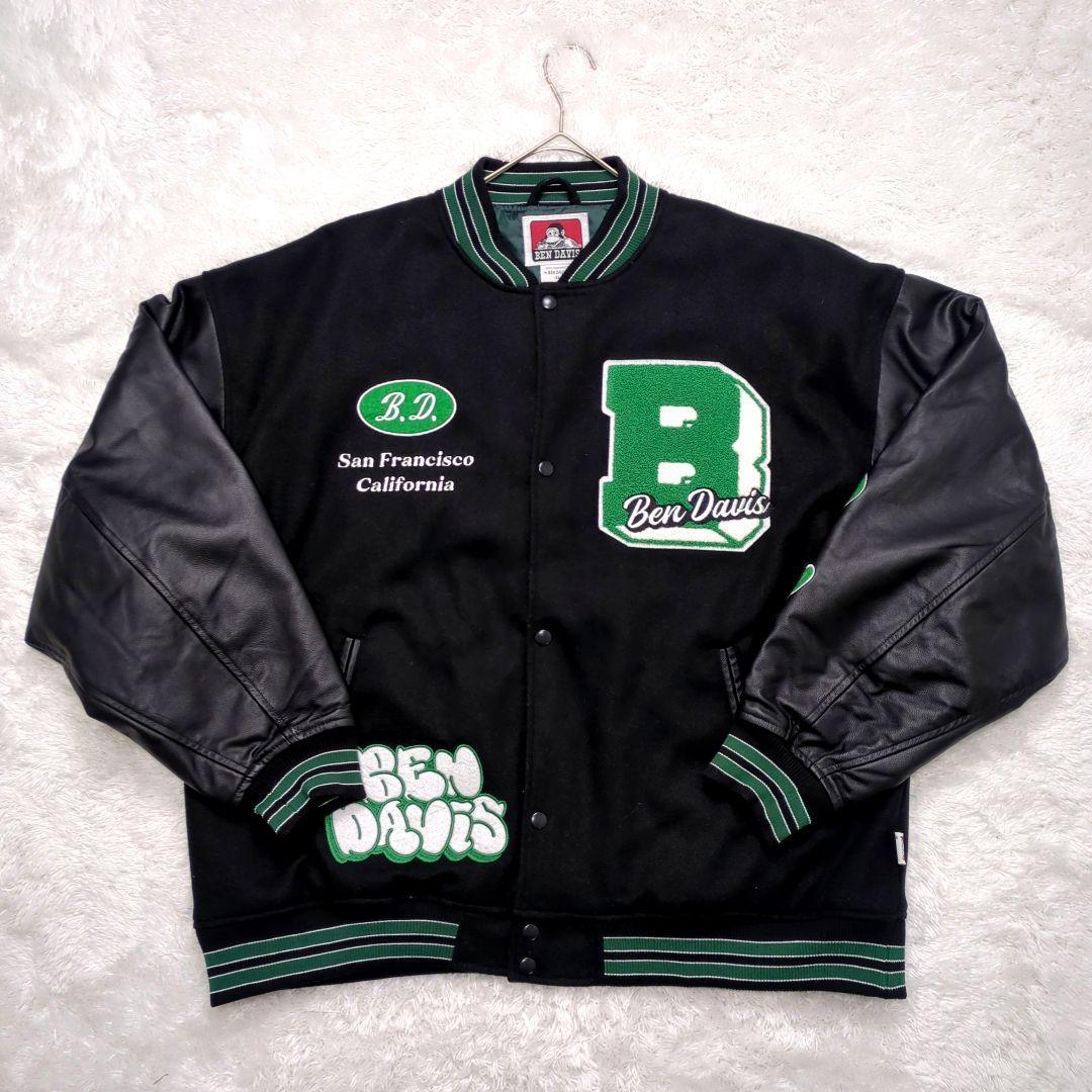 BEN DAVIS 袖切替 パイル 刺繍ロゴ スタジャン希少 XL 人気カラー