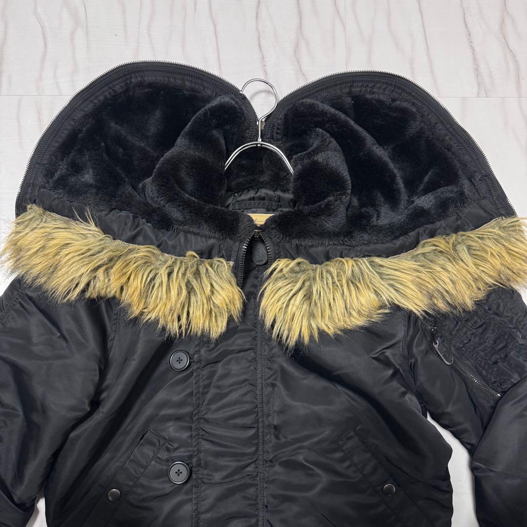 アヴィレックス N-2B ファーフード 黒 M フライトジャケット 短丈 ロゴ