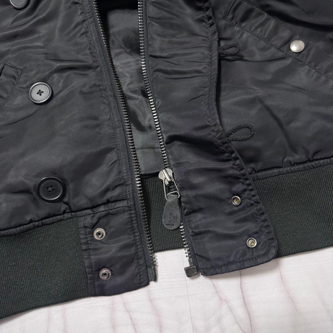 アヴィレックス N-2B ファーフード 黒 M フライトジャケット 短丈 ロゴ