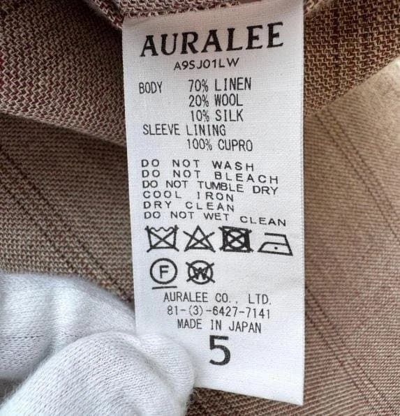 j*n様 オーラリー テーラードジャケット シルクウールリネン メンズ 5