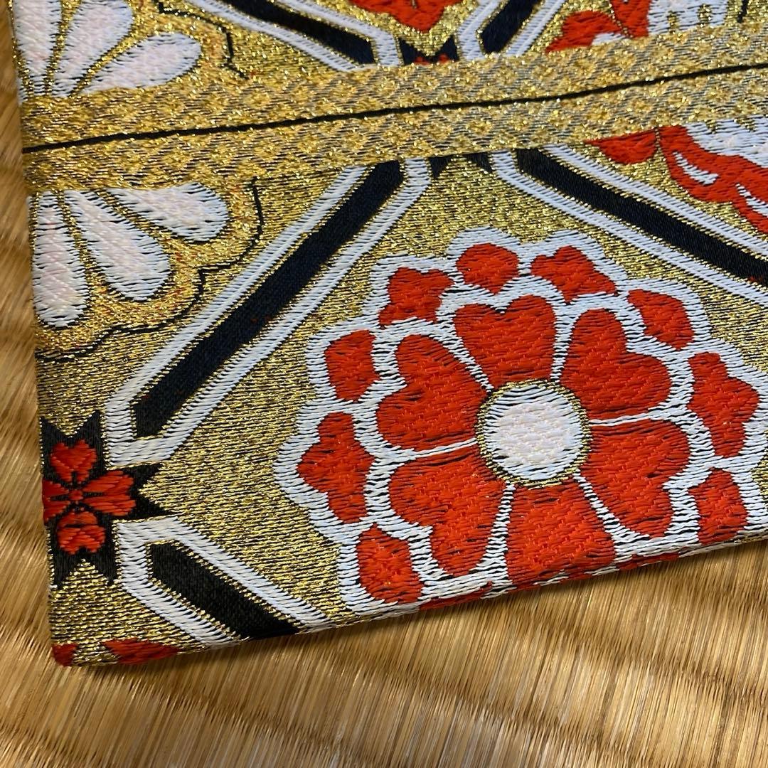 七五三　帯　両面柄　七歳　ゴールド系　結び帯　蝶