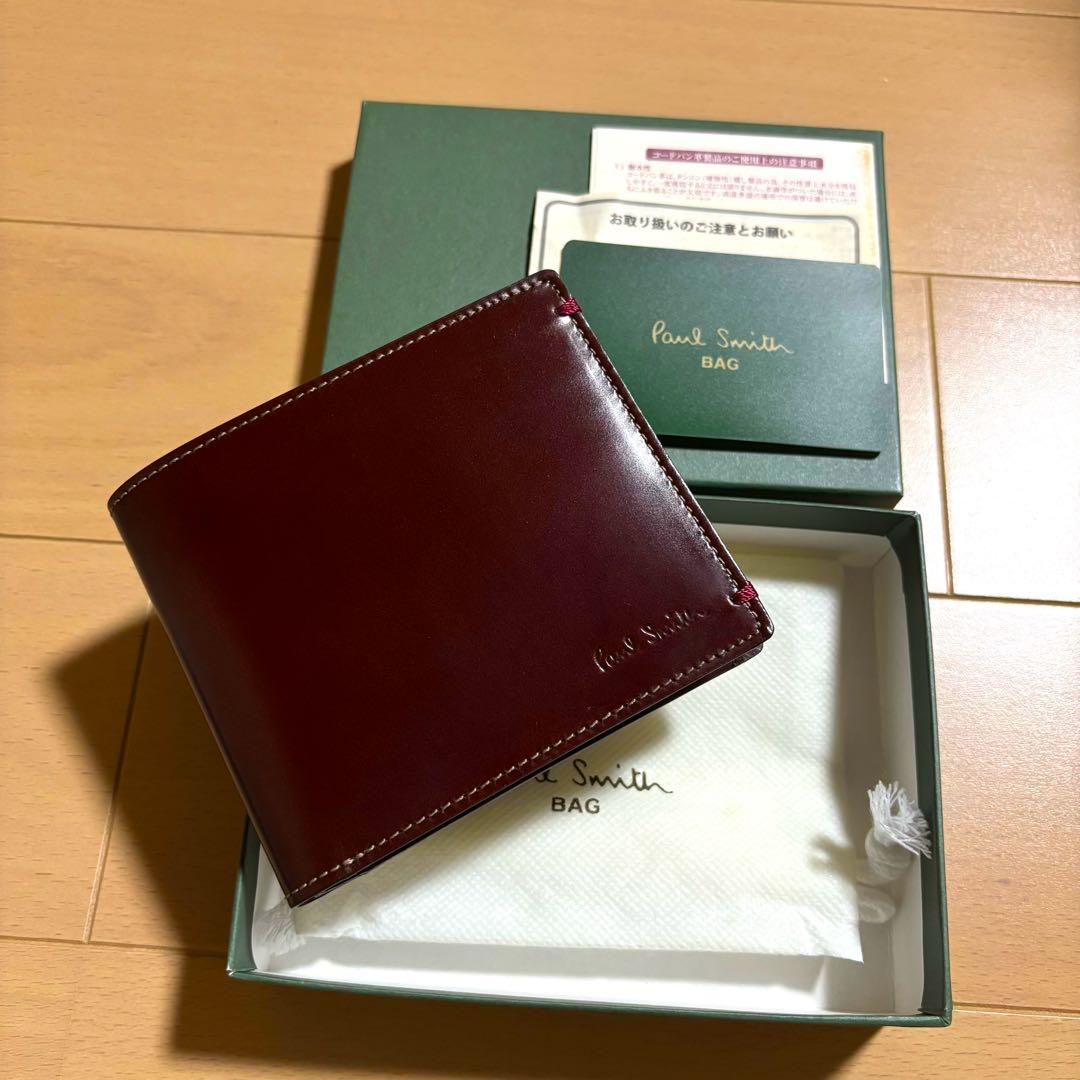 Paul Smith 超超激レア　初代コードバン　折り財布　新品　赤茶　総馬革