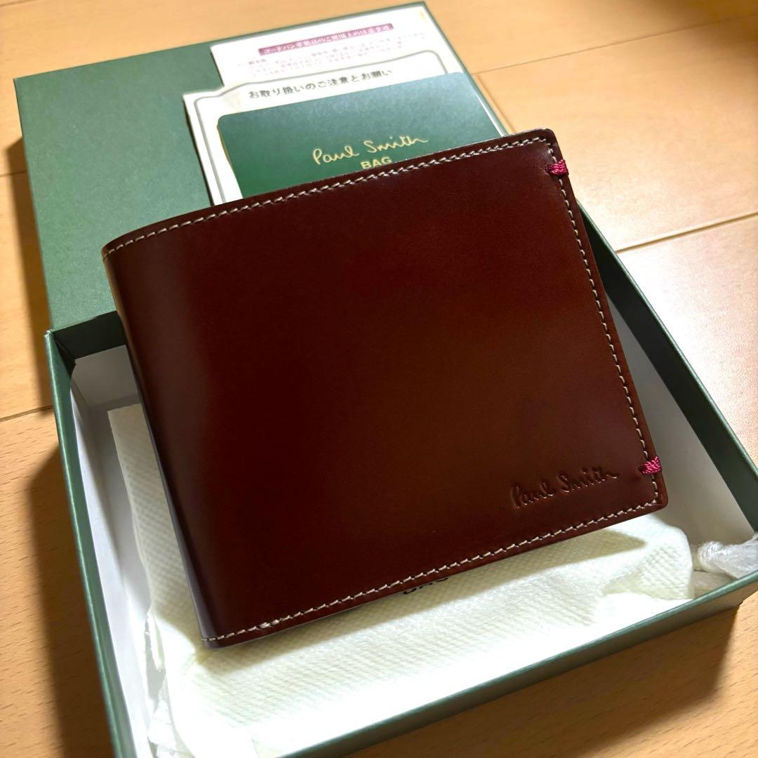 Paul Smith 超超激レア　初代コードバン　折り財布　新品　赤茶　総馬革