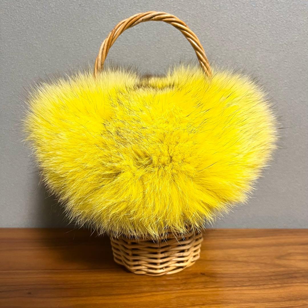 【美品】MANIMARIS マニマリス フォックスファーバスケット かごバッグ