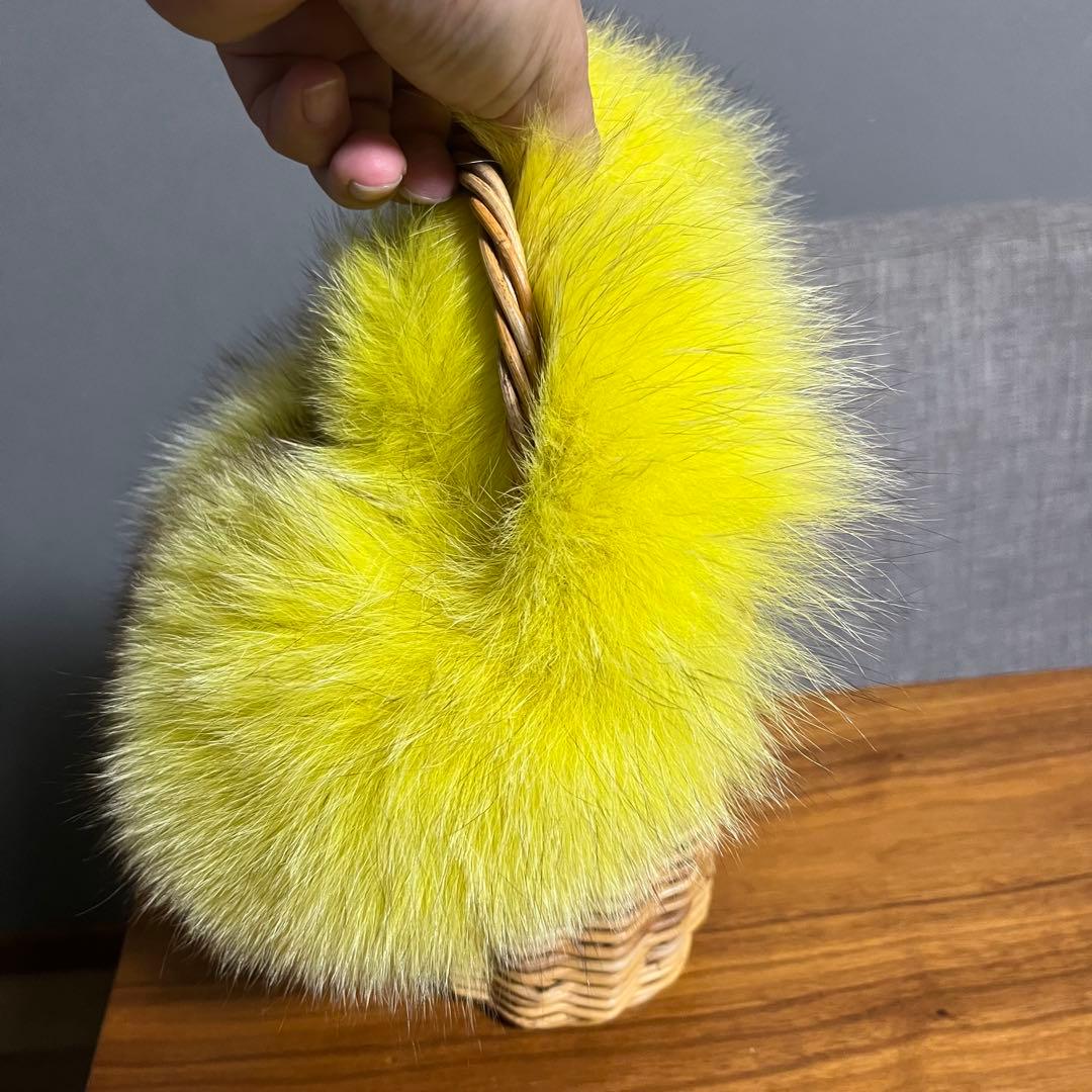 【美品】MANIMARIS マニマリス フォックスファーバスケット かごバッグ