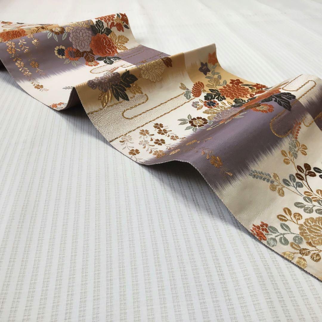 【名古屋帯】未使用品✣華やか、なのに軽い｜立体美が魅力の唐織 草花文 357cm