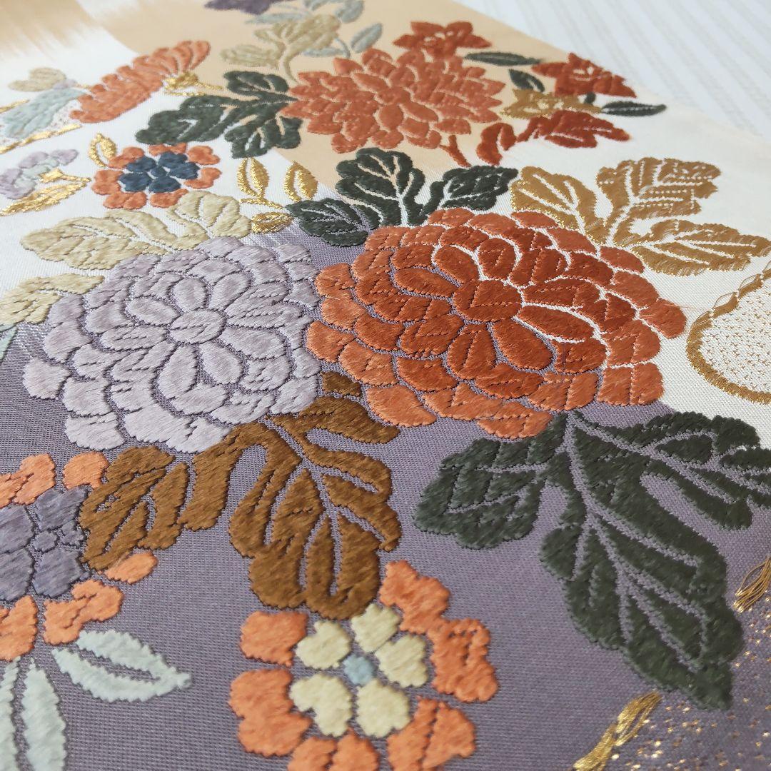 【名古屋帯】未使用品✣華やか、なのに軽い｜立体美が魅力の唐織 草花文 357cm